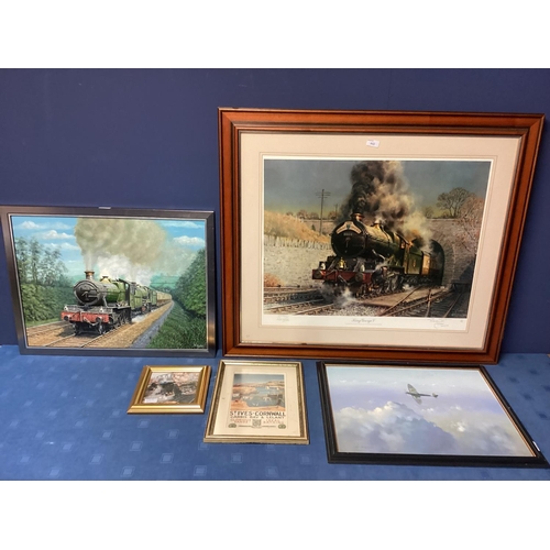 442 - Collection of Railway related original pictures and prints, to include Frederick Taylor oil on board... 