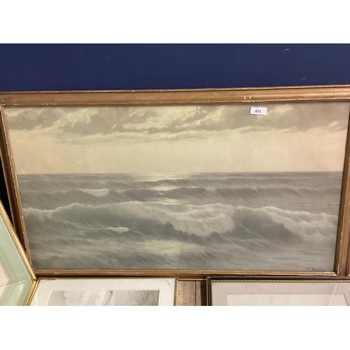 451 - A collection of framed original artworks and prints, to include a coastal scene by Ed Mandam,  see p... 