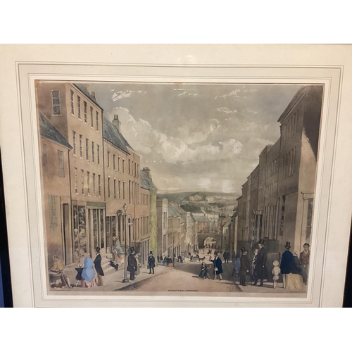 455 - Pair of framed and glazed coloured prints of Georgian Londonderry, Bishop Street and Shipway Street,... 