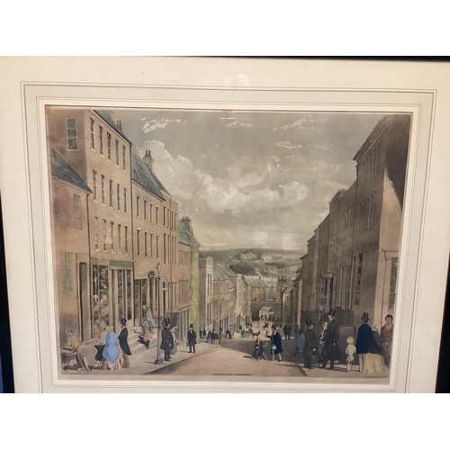 455 - Pair of framed and glazed coloured prints of Georgian Londonderry, Bishop Street and Shipway Street,... 