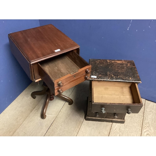 479 - Small Georgian stipple chest and a Victorian work table and another small occasional table