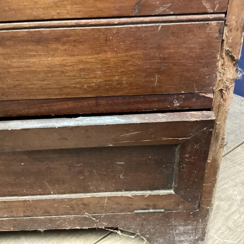 484 - A Vintage narrow filing chest of 9 drawers, bearing label to bottom section: Percy Jones Ltd, 69cmW ... 