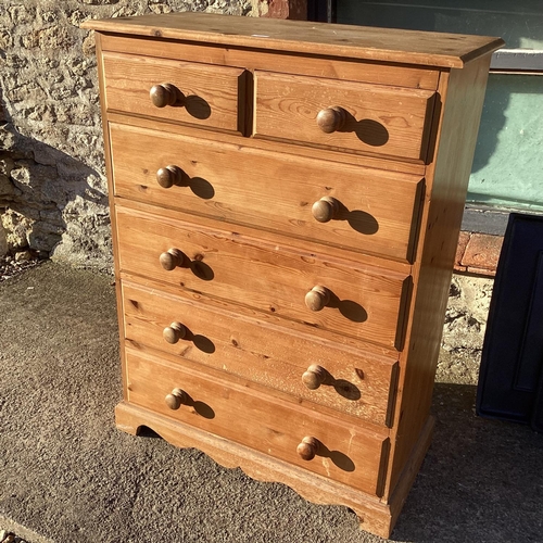 487 - Pine chest of 2short over 4 long drawers 114cmH x 86cmW