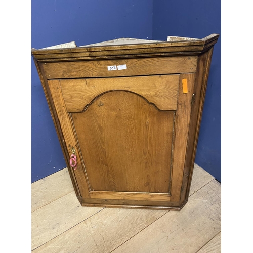 556 - oak hanging corner cupboard, and another small mahogany, astragal glazed cabinet