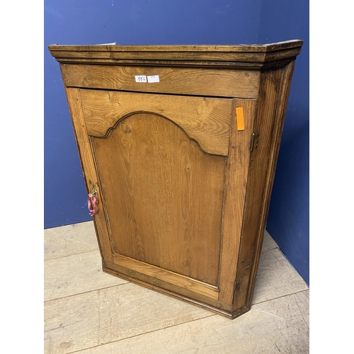 556 - oak hanging corner cupboard, and another small mahogany, astragal glazed cabinet