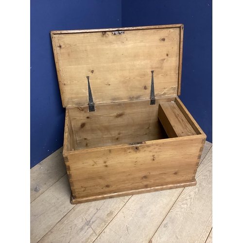 563 - Modern pine chest, with rising lid and drop handles to each side, 78 x 48