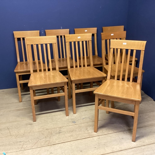 570 - Set of 8 modern kitchen chairs with slat backs and shaped seats