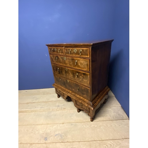 580 - Queen Anne style walnut chest on raised legs (possibly parts not associated) one leg missing at back... 