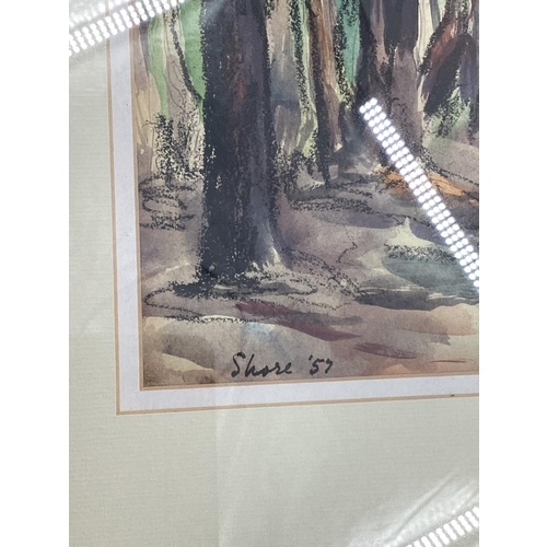 461 - Pastel on paper, of a woodland scene, marked verso 