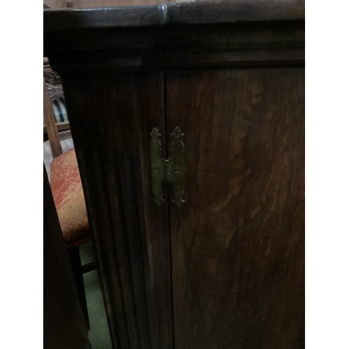 509 - Two corner cabinets one oak, one mahogany, as found