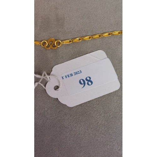 98 - A yellow metal necklace, probably 18ct gold necklace (foreign mark)