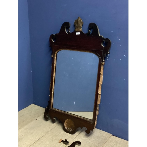 418 - Georgian pier glass, gilt edged plate, with scrolling decoration, 107 x 64cm