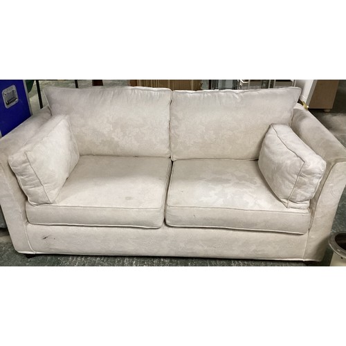 442 - Modern 2 seater sofa, cream fabric, some general wear