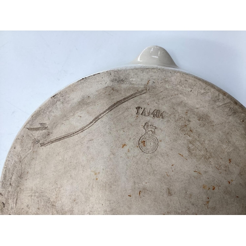 102 - Two stoneware items, flask marked Russells and Wrangham Ltd, Malton and The Cream Sep, and a blue an... 