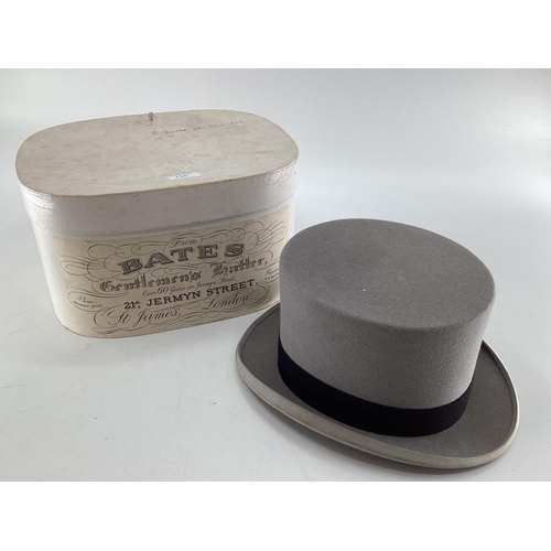 116 - A grey top hat retailed by Bates, Jermyn Street in original box