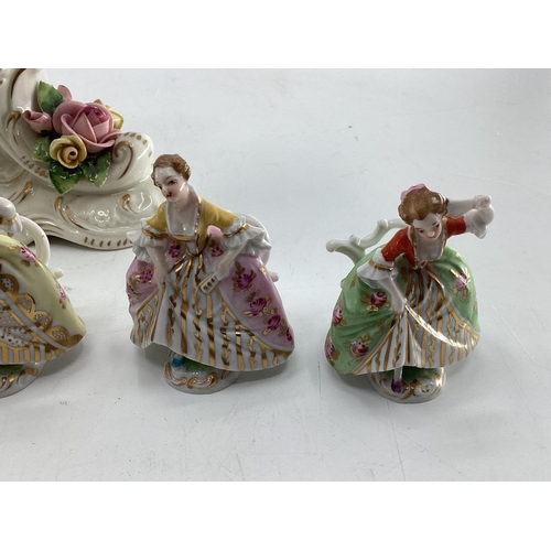 124 - Collection of C19th & C20th ceramics, a miniature Meissen style tea pot, a pair of Rockingham style ... 