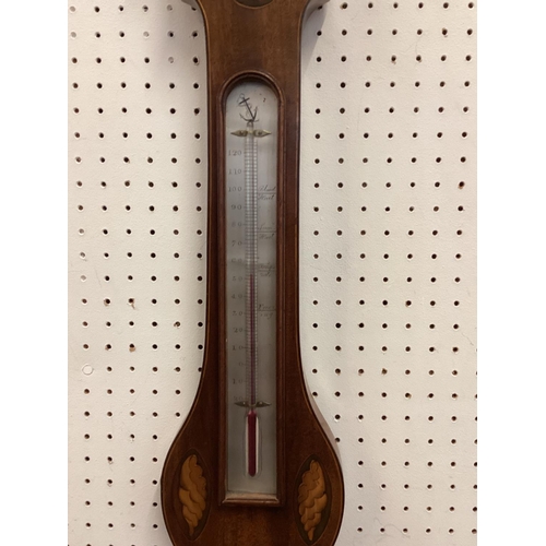 131 - Georgian inlaid mahogany banjo barometer 97cm