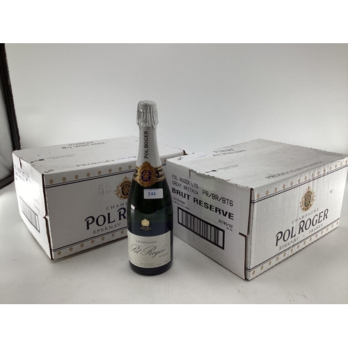 144 - 12 bottles of Pol Roger Brut Reserva Champagne, each 75cl. Circa 2021