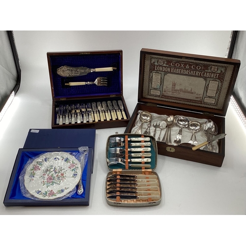 15 - A collection of silver plated wares to include boxed cutlery sets and other items