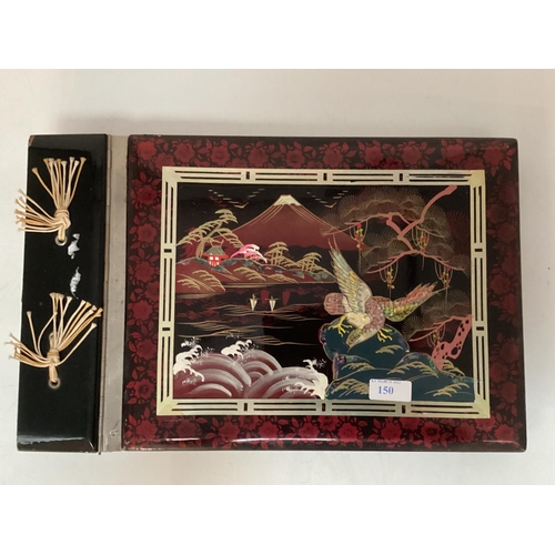 150 - An Oriental style musical photo album with lacquer and faux mother of pearl decoration