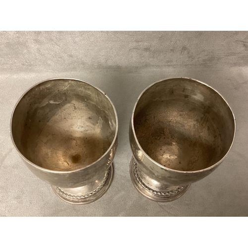 16 - A pair of Sterling Silver goblets by M H Dublin, 1894, 600g