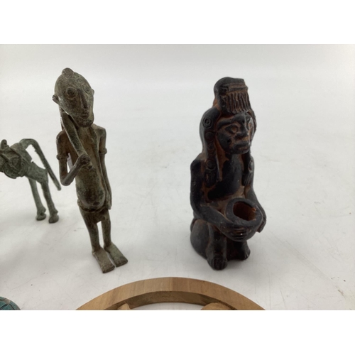 193 - Cast metal west African style figures etc together with other collectable items