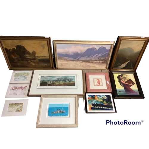 391 - A quantity of decorative pictures and prints in glazed and unglazed frames