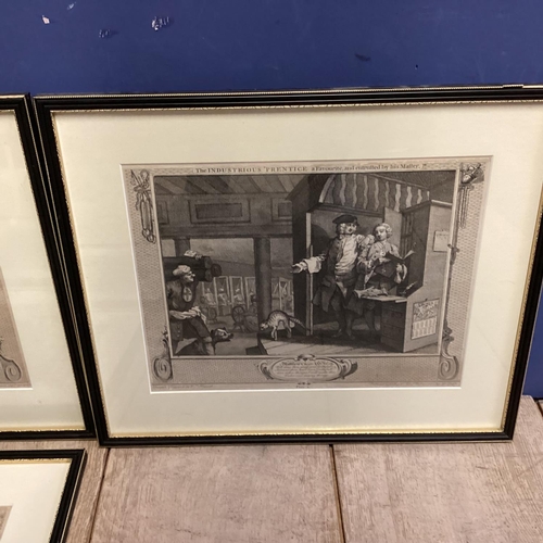 396 - Set of ten etching prints in black glazed frames stamped William Hogarth 25cm x 36cm