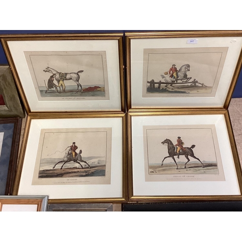 397 - Large collection of original artworks and prints to include equestrian still life and advertising pr... 