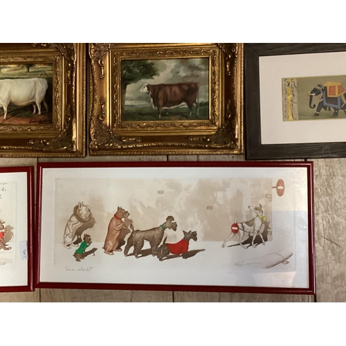 397 - Large collection of original artworks and prints to include equestrian still life and advertising pr... 