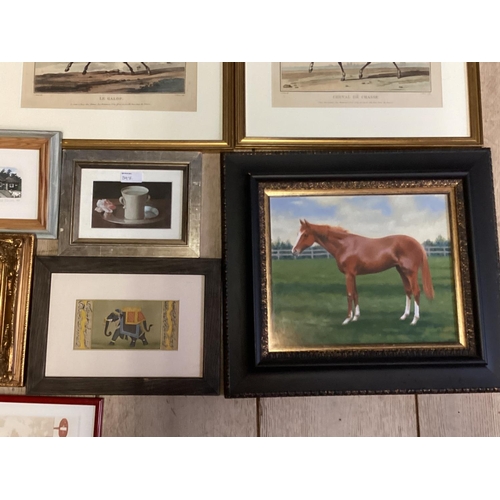 397 - Large collection of original artworks and prints to include equestrian still life and advertising pr... 