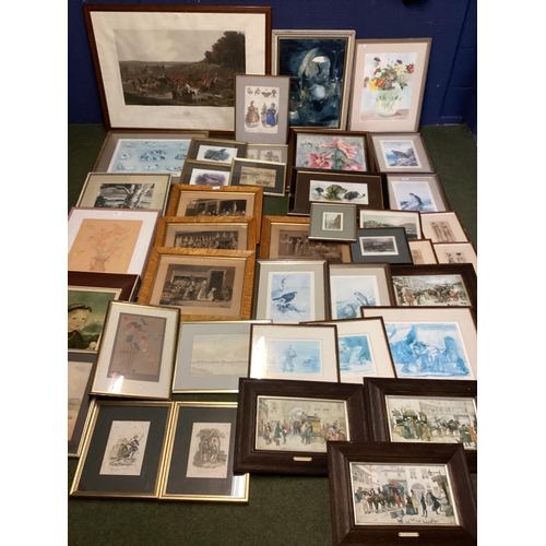 399 - A large collection of vintage pictures and prints, glazed and unglazed, various subjects, mediums an... 