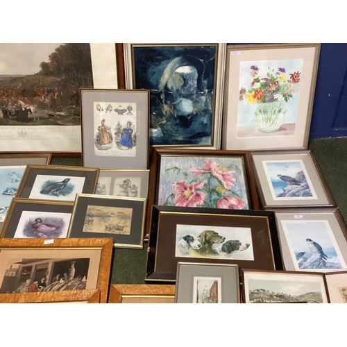 399 - A large collection of vintage pictures and prints, glazed and unglazed, various subjects, mediums an... 