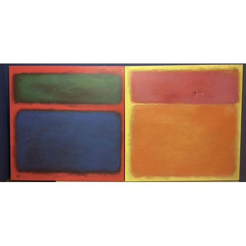 403 - Two large abstract acrylics on canvas in the manner of Mark Rothco 151cm x 151cm (unframed on stretc... 