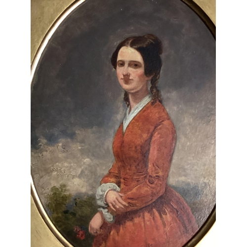 407 - Collection of pictured and prints to include an oil on board of a C19th lady in an oval gilt frame, ... 