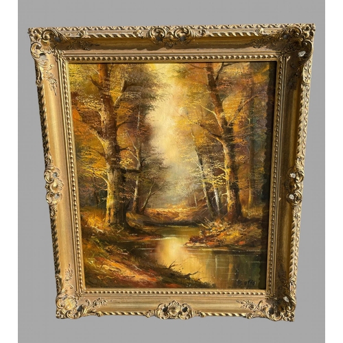 409 - Two Woodland and river Landscapes, unsigned Width 80 and Height 70 cm other Width 92 and Height 72 c... 