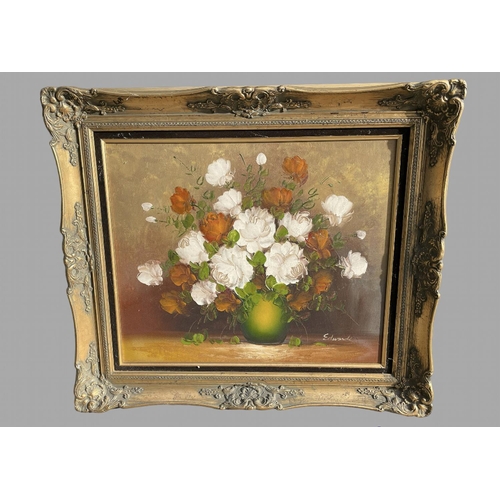 411 - A Still Life of Flowers signed Edwards Width 80 and Height 70 cm