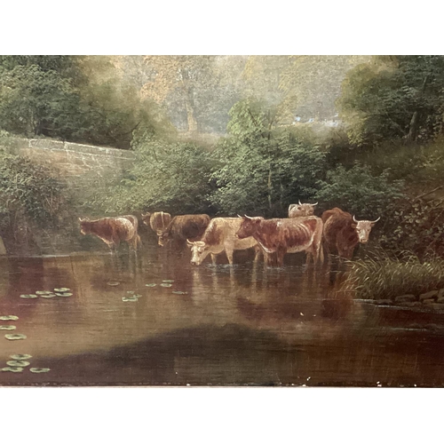 412 - George Harris (1856-1924) - Oil on Canvas- Wickham Bridge, Bristol 1895 Signed. Width 127 cm x Heigh... 