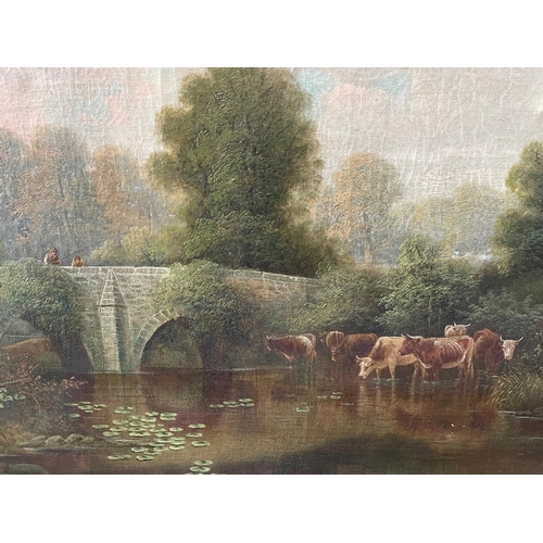 412 - George Harris (1856-1924) - Oil on Canvas- Wickham Bridge, Bristol 1895 Signed. Width 127 cm x Heigh... 