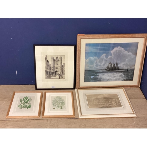 416 - A quantity (5) of framed pictures and prints, including E Becker, RWS, Near the Hotwells, watercolou... 