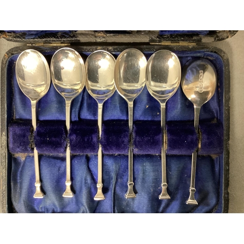 43 - Four boxed sets of sterling silver, tea and coffee spoons, various dates and makers   grams