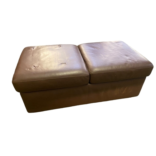 434 - A modern brown leather ottoman/stool 120cm W x 60cm D x 48cm H