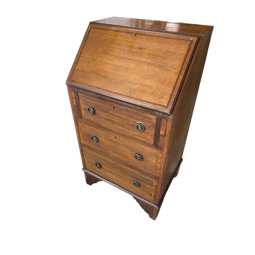 447 - A modern twin pedestal desk, modern repro small narrow bureau,  a folding two tier table, and anothe... 