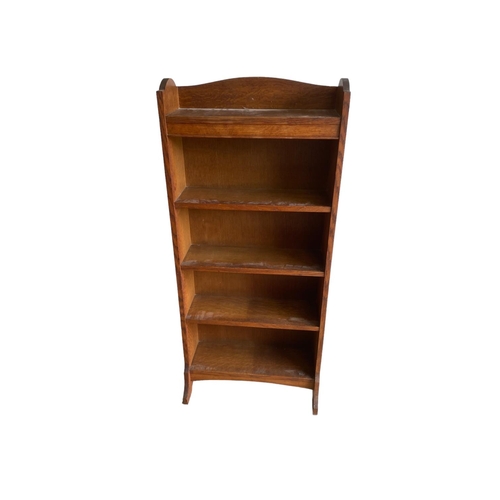 449 - Heal & Sons, London, narrow 4 shelf bookcase, label verso 120cm H x 17.5 cm D x 53.5 cm W