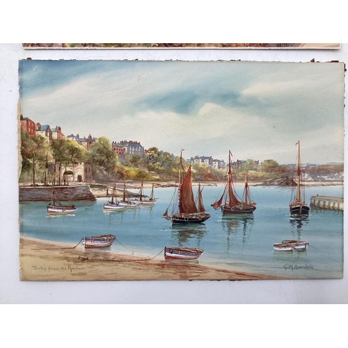 99 - L M Avondale (xx) watercolour on board of Tenby harbour , plus one similar