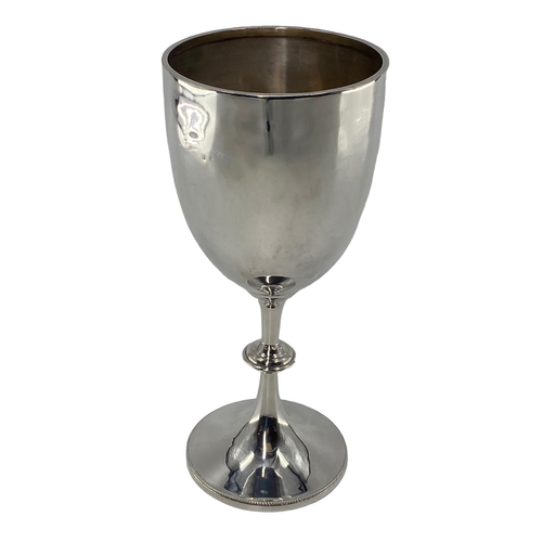 39 - A sterling silver goblet on circular foot, chester 1907, makers mark partially rubbed 275 g, 24cmH