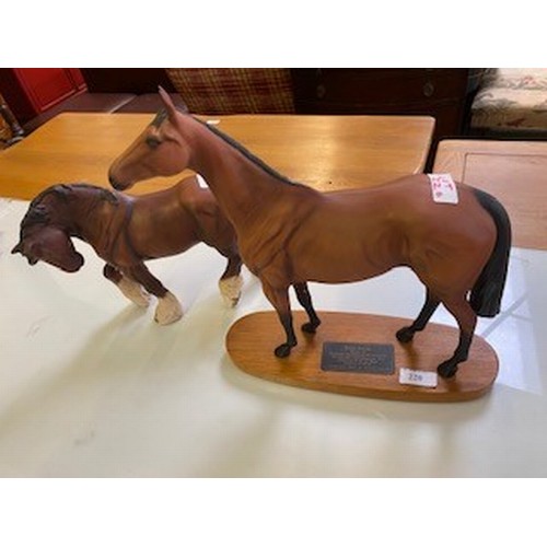 166 - Two Beswick Horses, shire horse, and Red Rum, with plaque to base