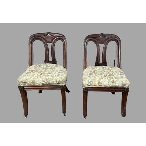 628 - A Pair Of Victorian Low chairs cream seated  49cm W x circa 52cm D x 90cm H