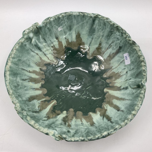 201 - A large Studio Pottery bowl together with a Delft Charger, and one other