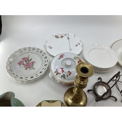 105 - Misc. collection of items to include, Onyx Box Wedgewood items and a candlestick